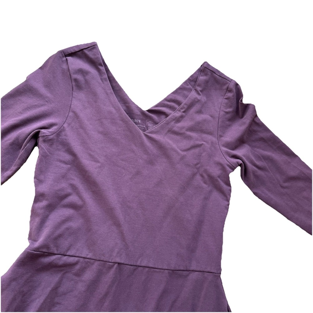 Pact Women's Plum Purple Dress Fit And Flare Party Midi Organic Cotton Size XS